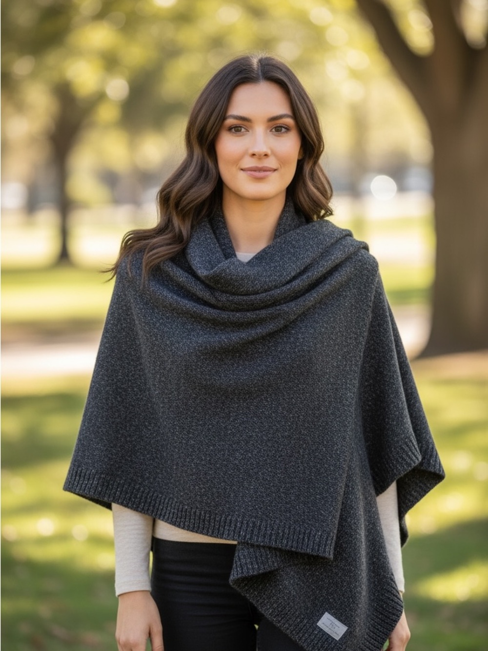 Duffy Dark Charcoal Knit Sweater Wrap